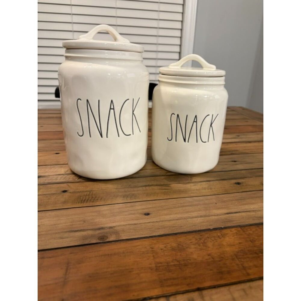 Rae Dunn The Artisan Collection Snack Canisters Large and Medium Set/2